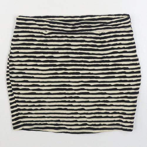 Silence + Noise Womens White Striped Cotton Mini Skirt Size S  Regular