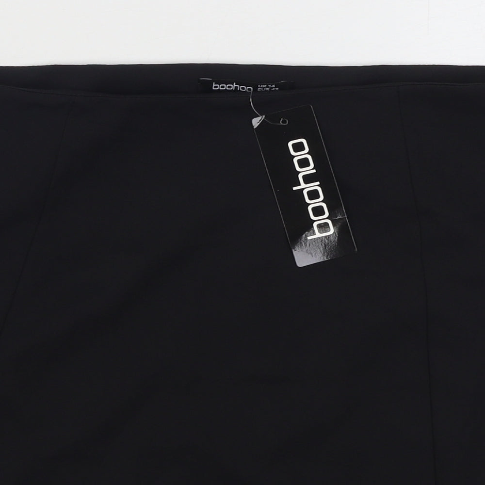 Boohoo Womens Black  Polyester A-Line Skirt Size 14   Zip