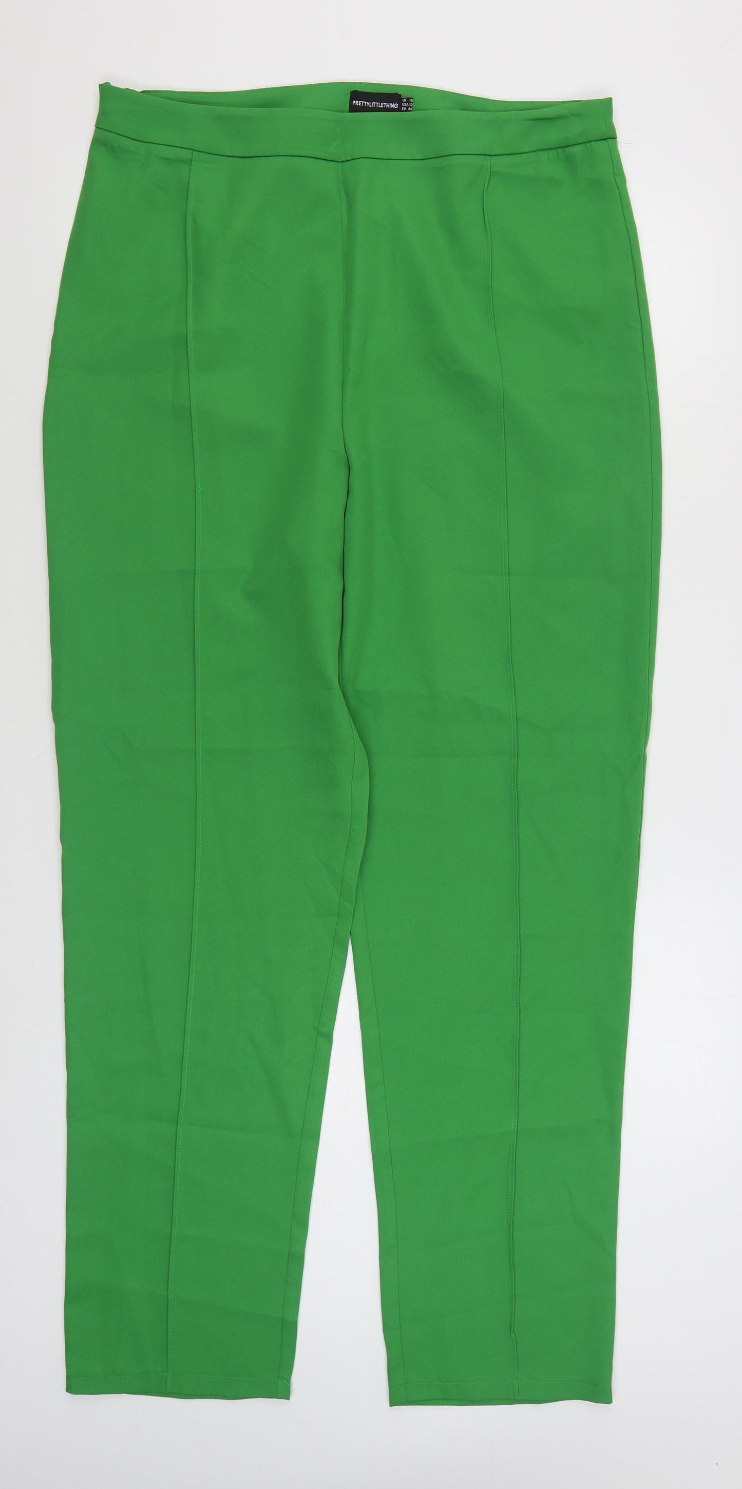 PRETTY LITTLE THING  Womens Green  Polyester Trousers  Size 16 L32 in Regular Zip