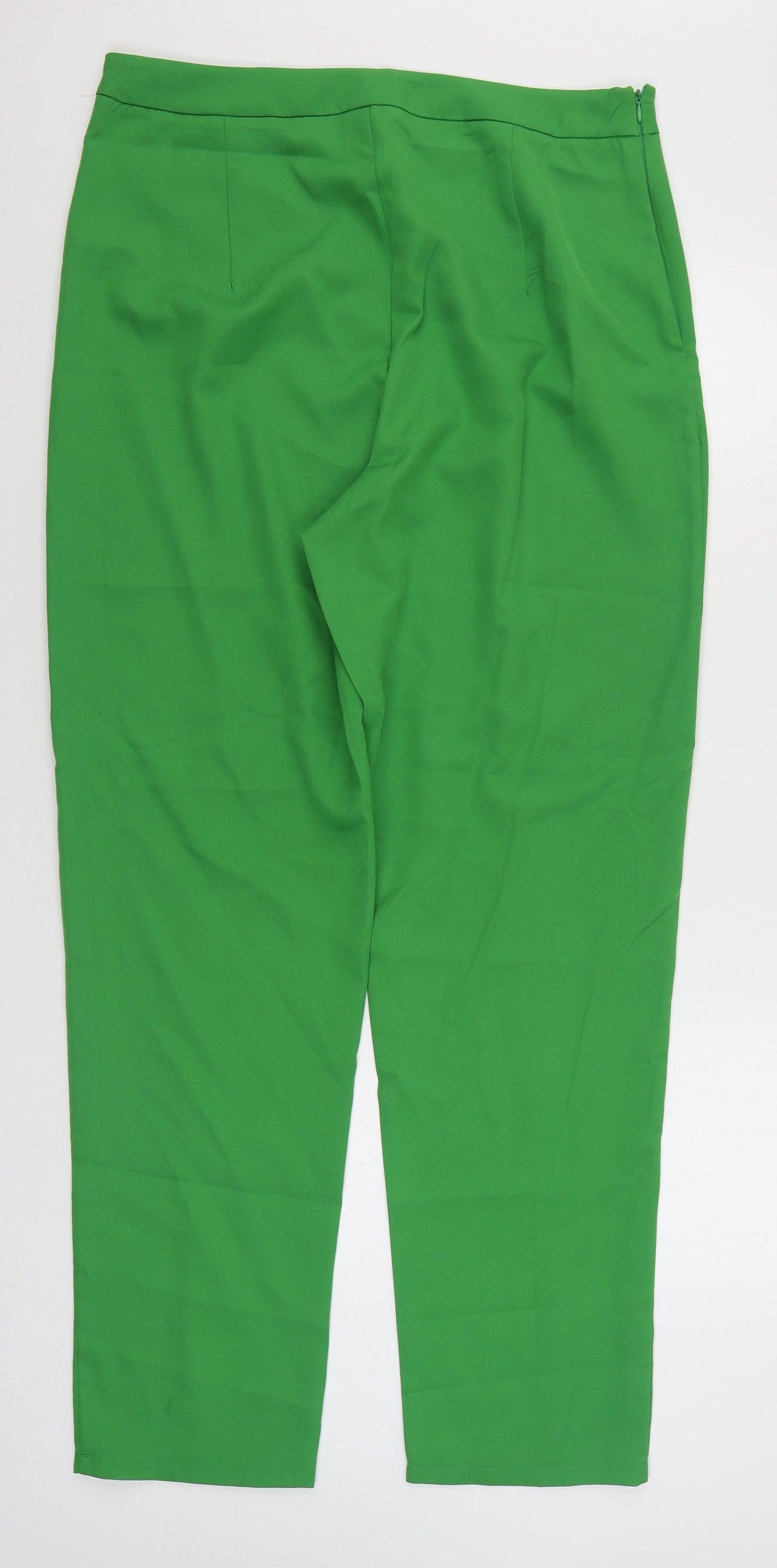 PRETTY LITTLE THING  Womens Green  Polyester Trousers  Size 16 L32 in Regular Zip