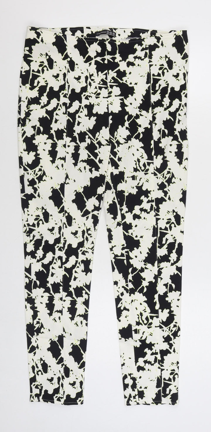 Atmosphere Womens Black Geometric Viscose Carrot Trousers Size 14 L28 in Regular Zip