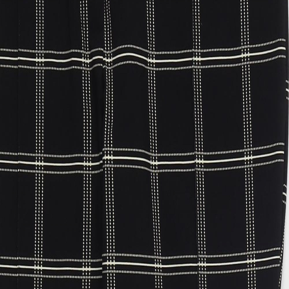 Primark Womens Black Check Viscose Trousers  Size 16 L27 in Regular Zip