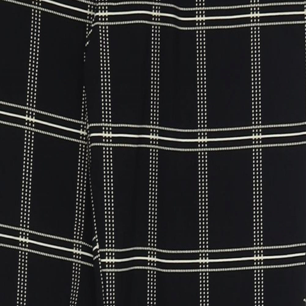 Primark Womens Black Check Viscose Trousers  Size 16 L27 in Regular Zip
