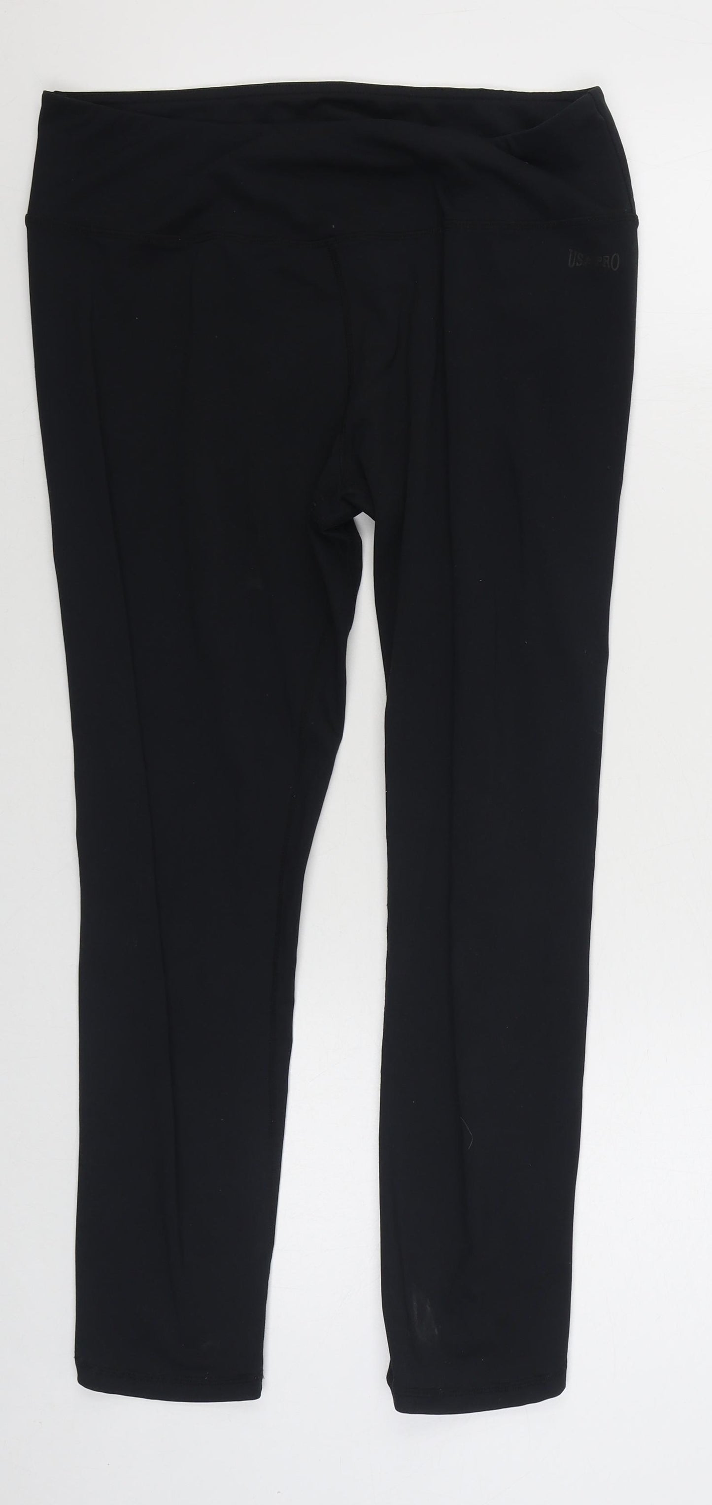 USA Pro Womens Black  Polyester Jogger Leggings Size 14 L26 in