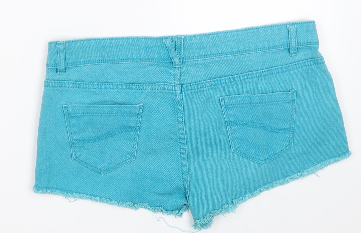 Denim & Co. Womens Blue  Cotton Hot Pants Shorts Size 10  Regular Button