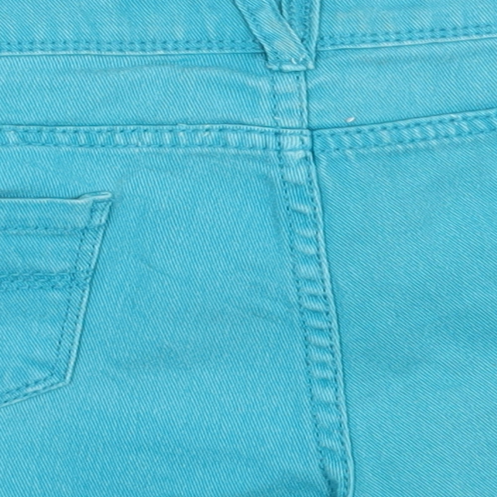 Denim & Co. Womens Blue  Cotton Hot Pants Shorts Size 10  Regular Button