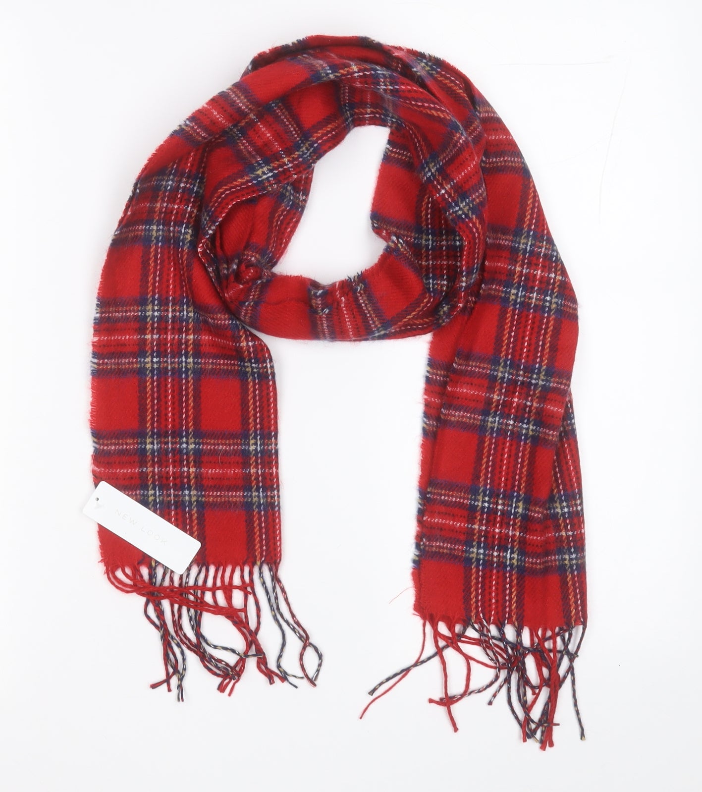 New Look Womens Red Plaid Acrylic  Scarf
