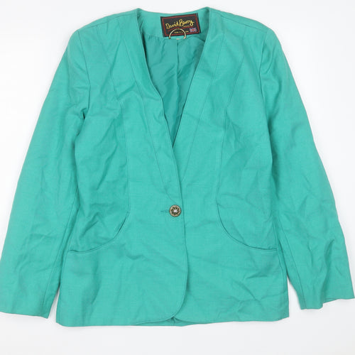 David Barry Womens Green   Jacket Blazer Size 14  Button