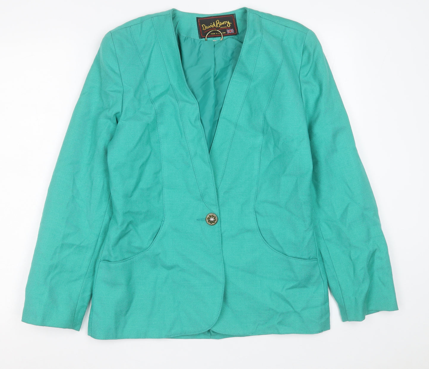 David Barry Womens Green   Jacket Blazer Size 14  Button