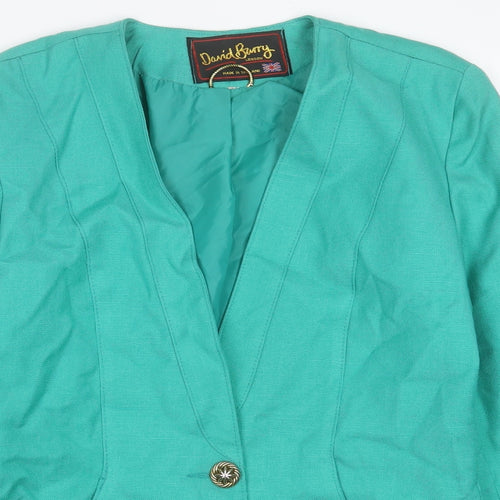 David Barry Womens Green   Jacket Blazer Size 14  Button