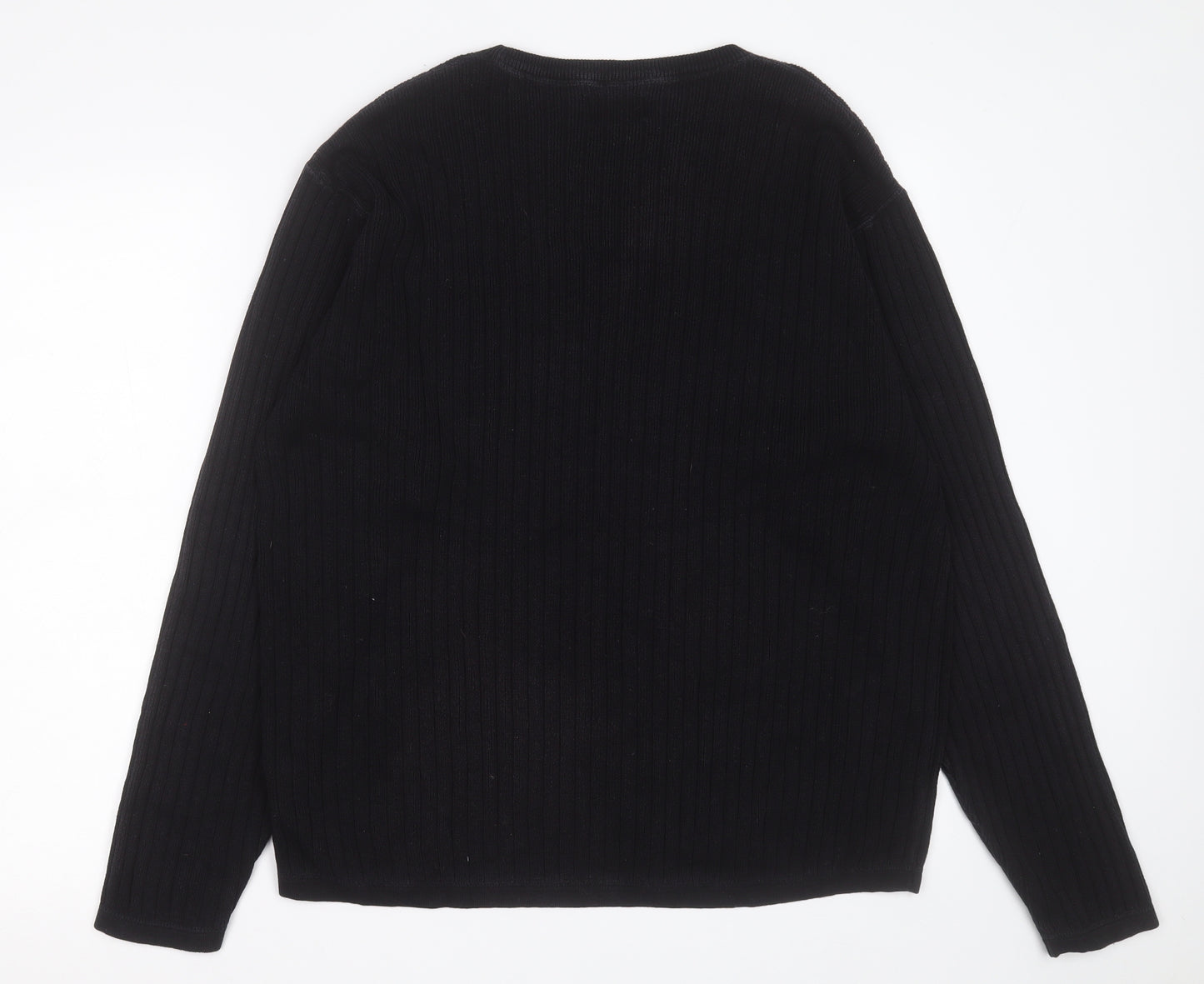 Linea Mens Black Crew Neck  Cotton Pullover Jumper Size L