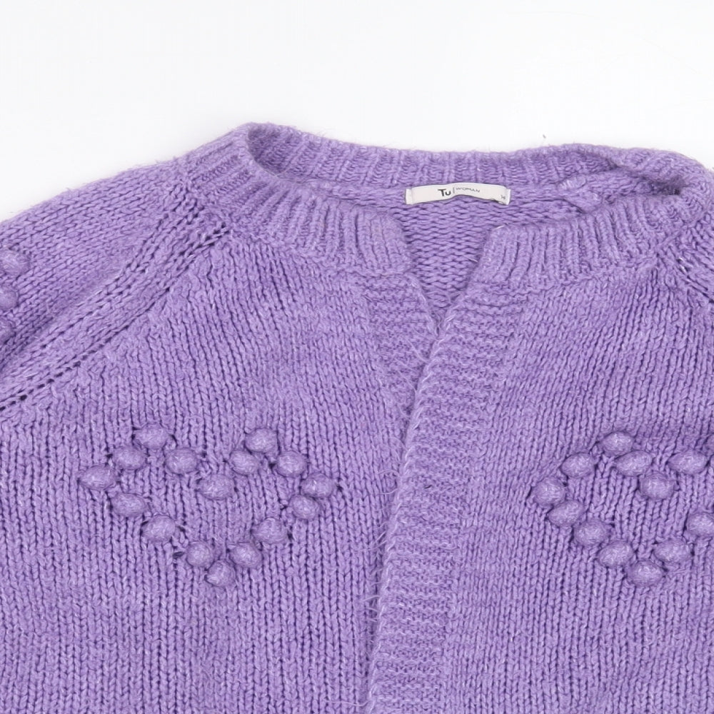 TU Womens Pink V-Neck  Acrylic Cardigan Jumper Size 14