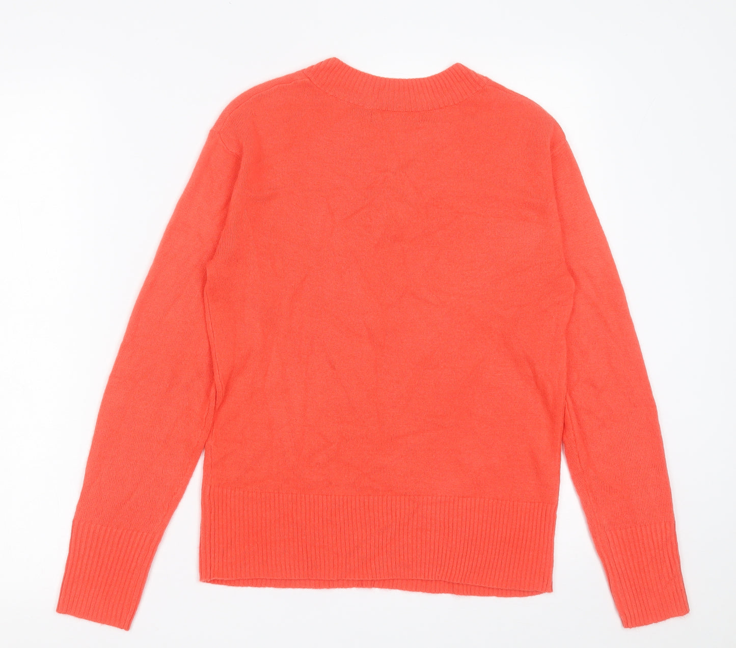 Marks and Spencer Womens Red V-Neck  Acrylic Pullover Jumper Size 8
