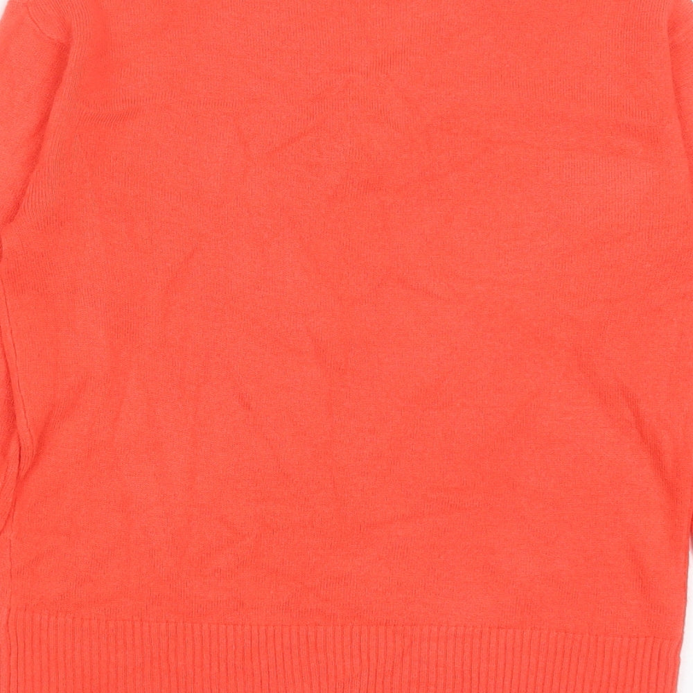 Marks and Spencer Womens Red V-Neck  Acrylic Pullover Jumper Size 8