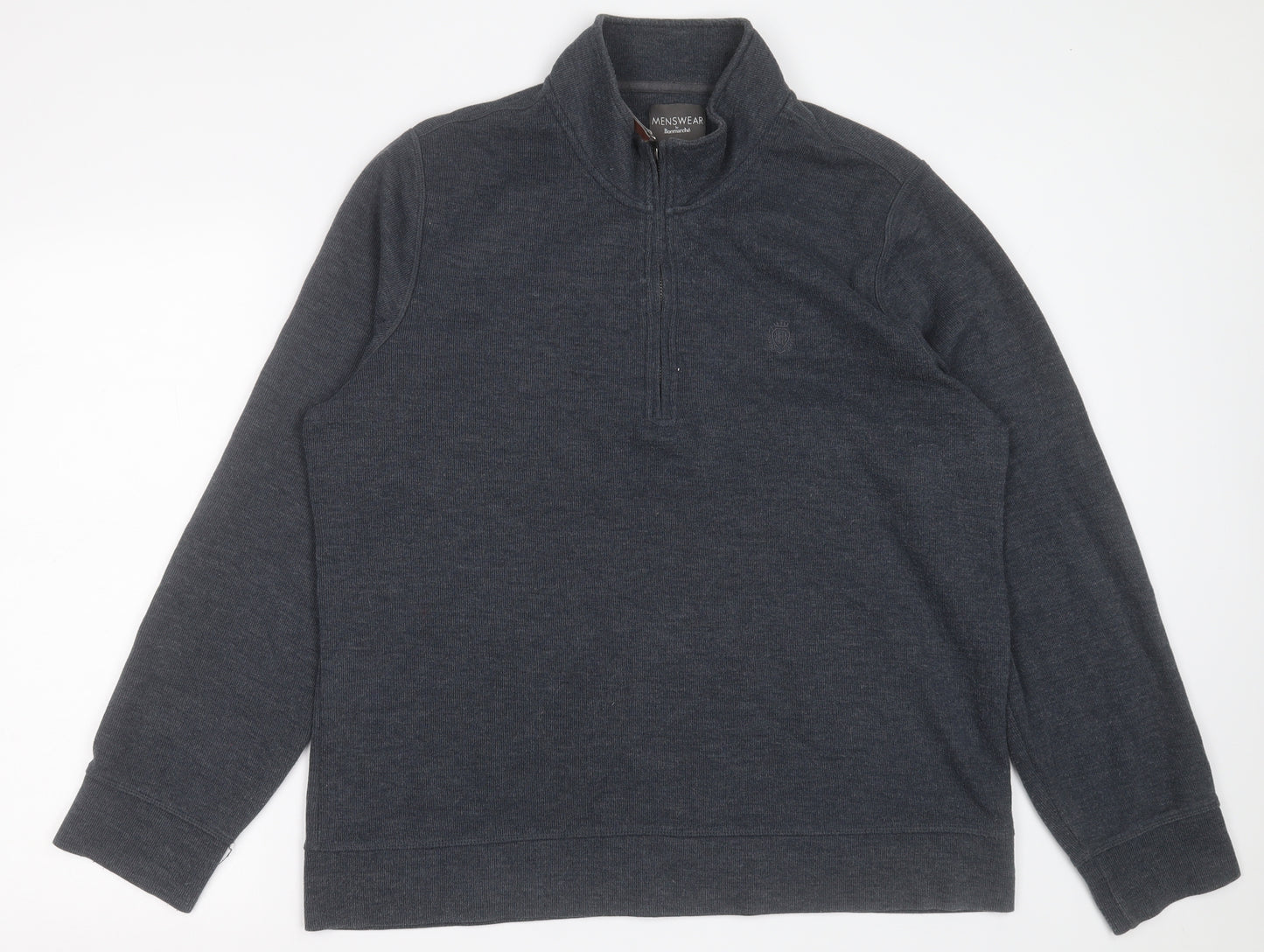 bonmarch Mens Blue  Cotton Pullover Sweatshirt Size L