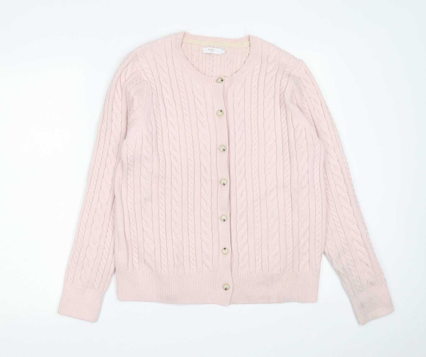 Cotton Traders Womens Pink V-Neck  Viscose Cardigan Jumper Size 18