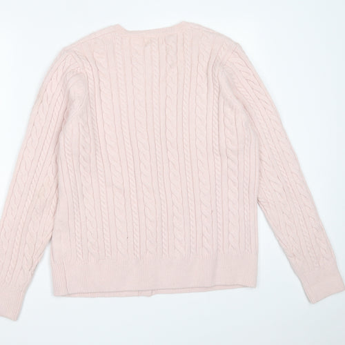 Cotton Traders Womens Pink V-Neck  Viscose Cardigan Jumper Size 18