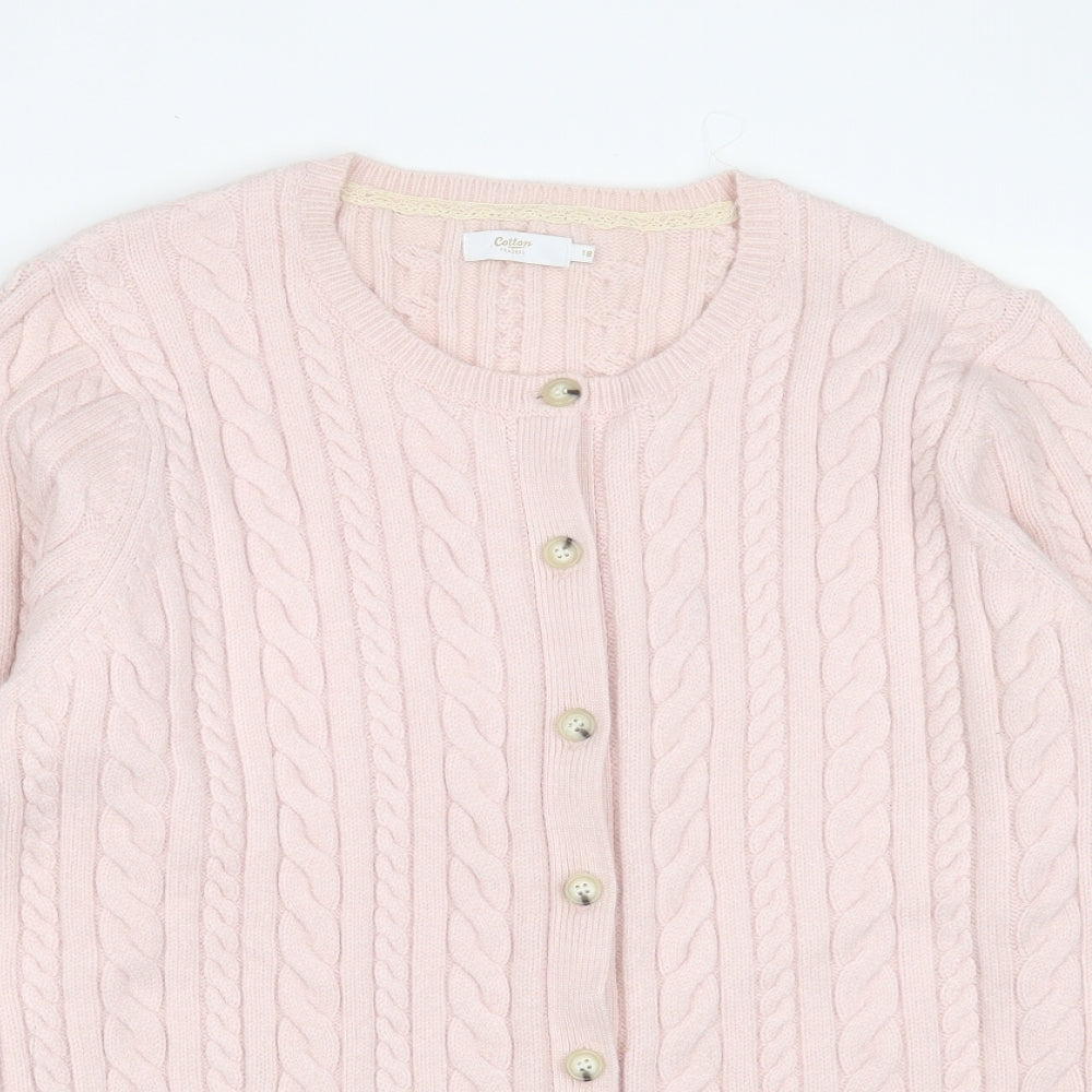 Cotton Traders Womens Pink V-Neck  Viscose Cardigan Jumper Size 18