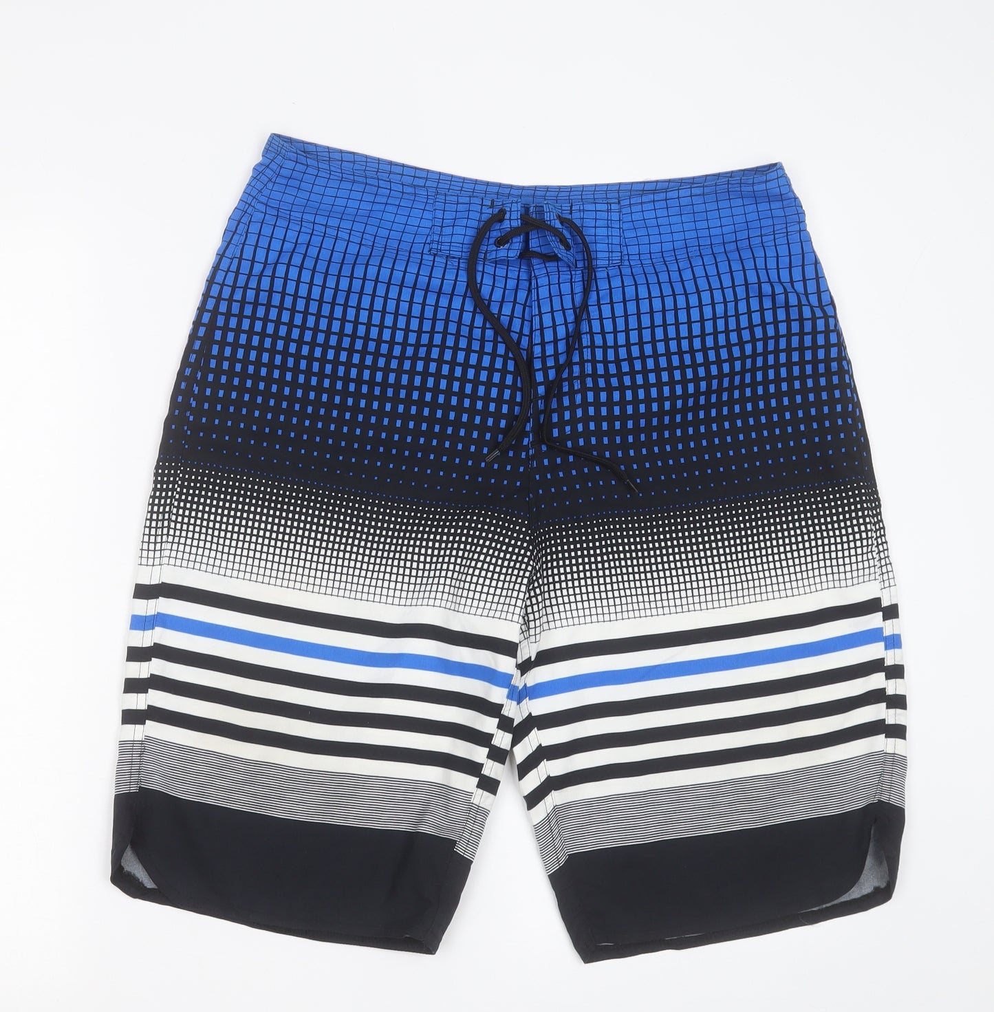 Kangaroo Poo Mens Blue Geometric Polyester Sweat Shorts Size M L12 in Regular Tie