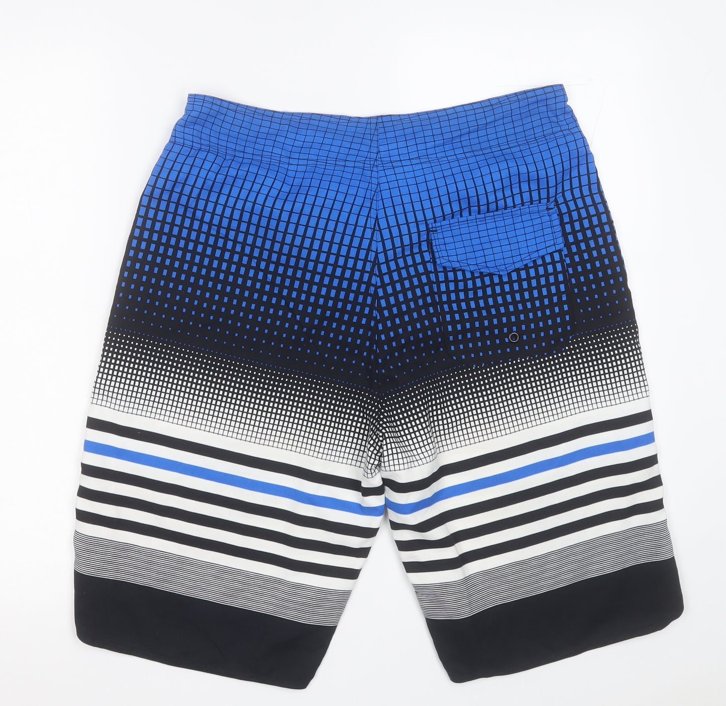 Kangaroo Poo Mens Blue Geometric Polyester Sweat Shorts Size M L12 in Regular Tie