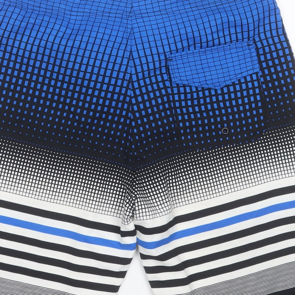 Kangaroo Poo Mens Blue Geometric Polyester Sweat Shorts Size M L12 in Regular Tie