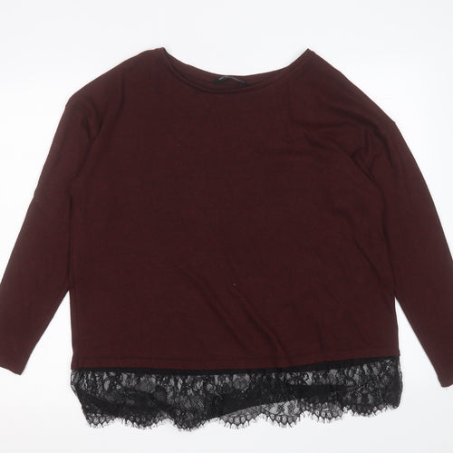 F&F Womens Purple Crew Neck  Polyester Pullover Jumper Size 14