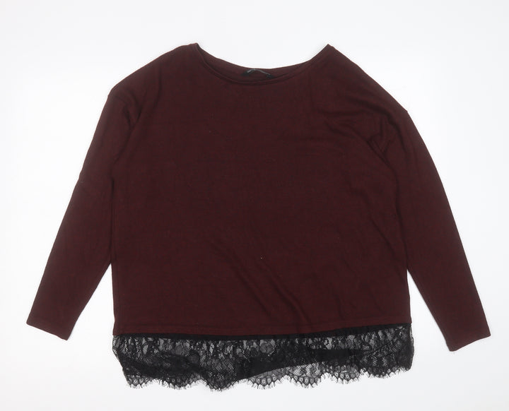 F&F Womens Purple Crew Neck  Polyester Pullover Jumper Size 14