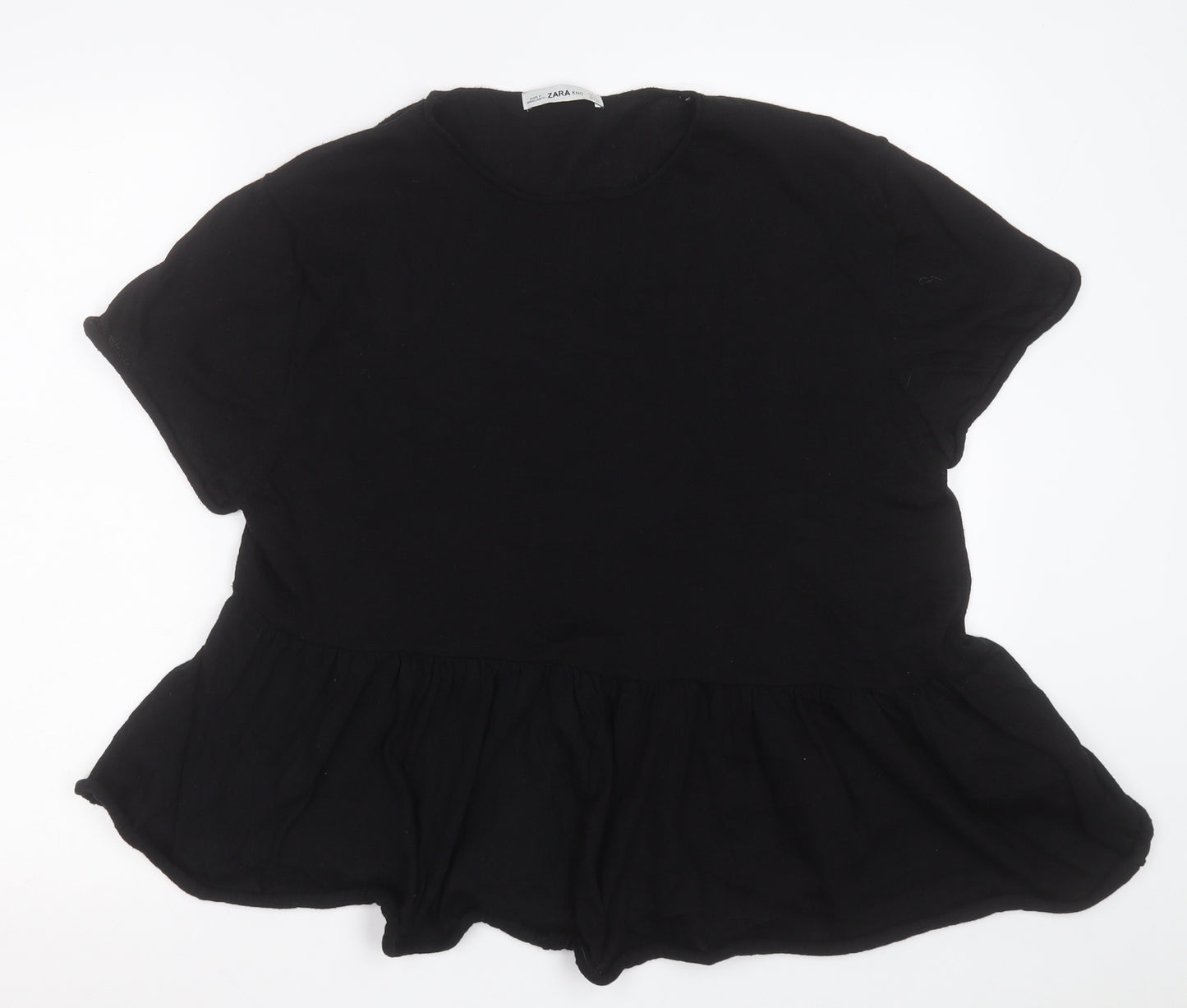 Zara Womens Black  Cotton Basic T-Shirt Size S Crew Neck