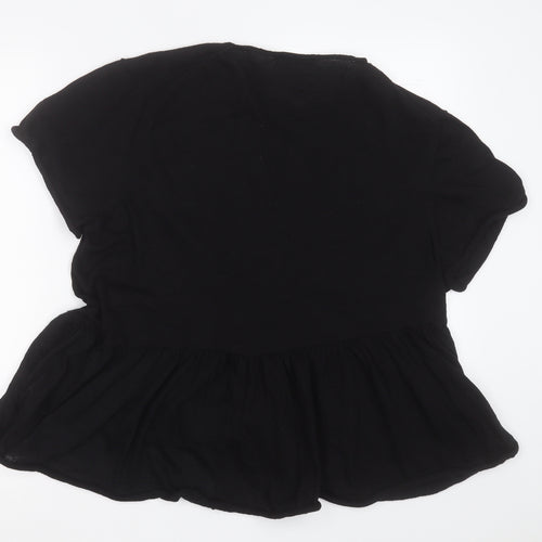 Zara Womens Black  Cotton Basic T-Shirt Size S Crew Neck
