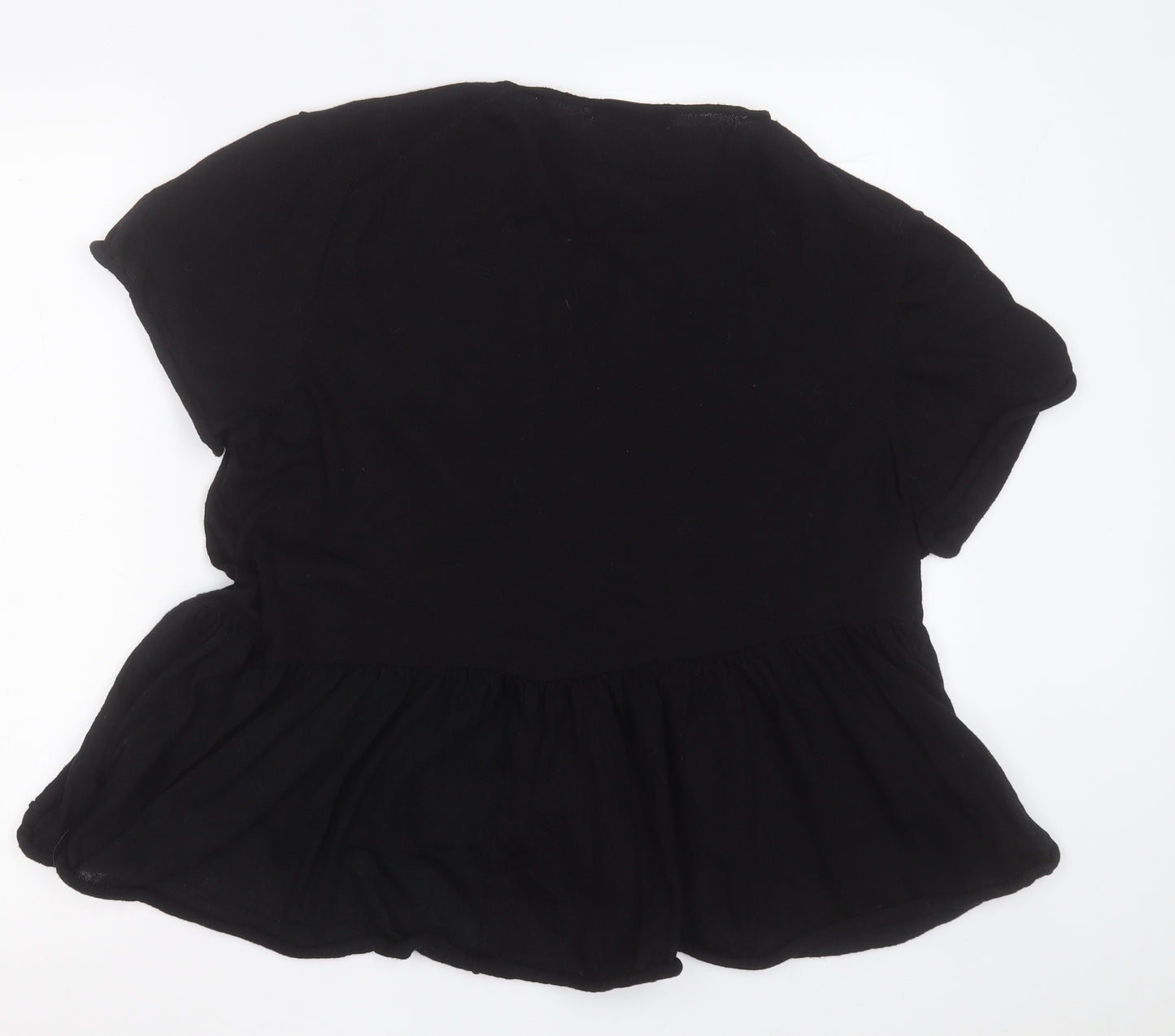 Zara Womens Black  Cotton Basic T-Shirt Size S Crew Neck