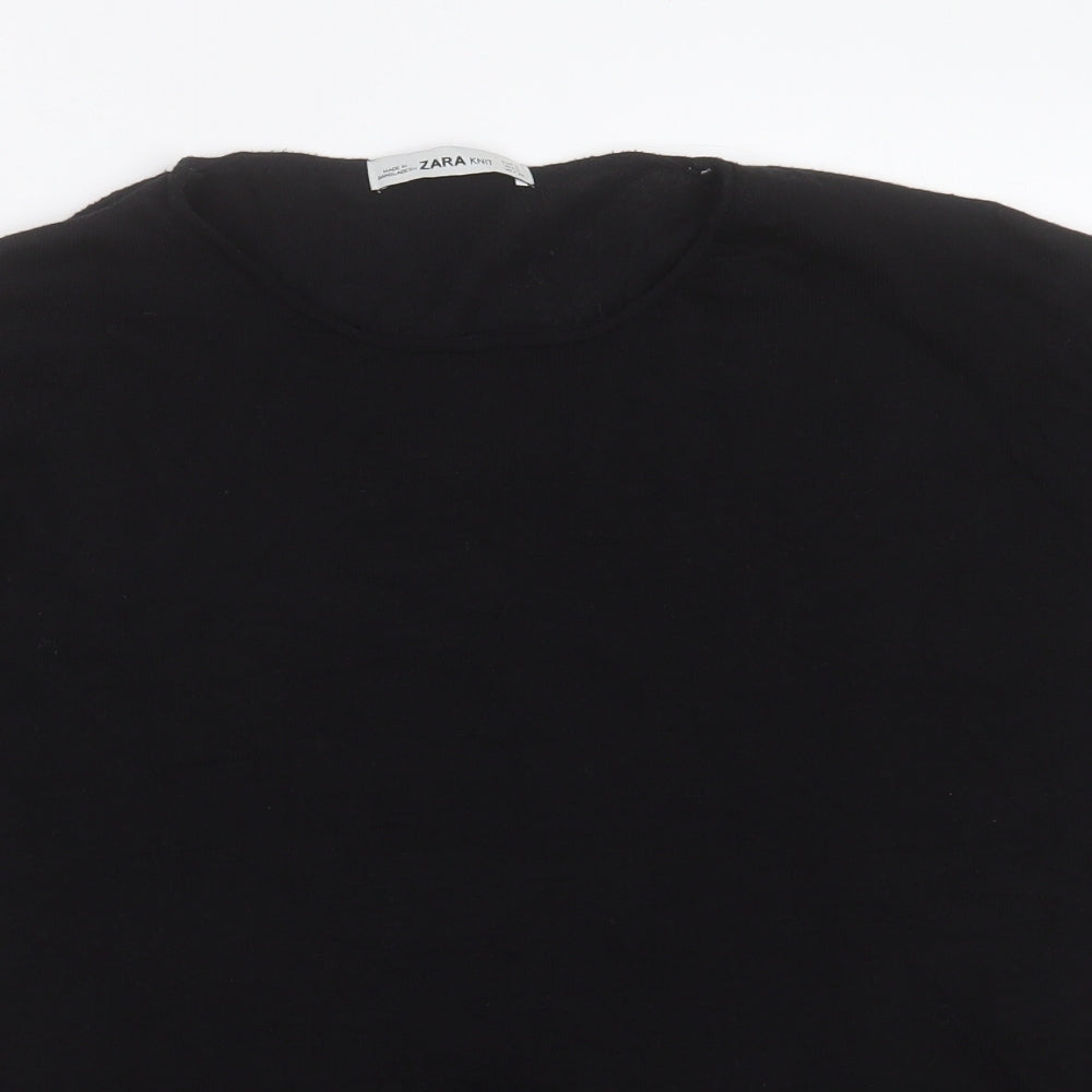Zara Womens Black  Cotton Basic T-Shirt Size S Crew Neck
