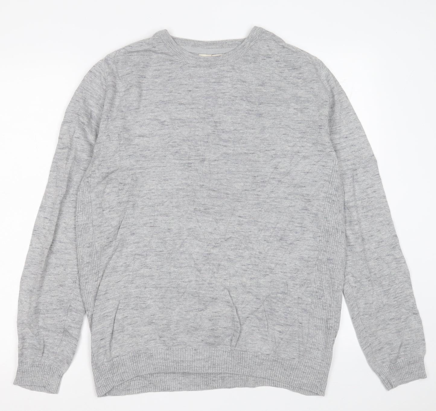 River Island Mens Grey Crew Neck  Cotton Pullover Jumper Size L