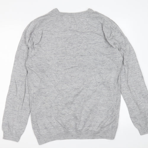 River Island Mens Grey Crew Neck  Cotton Pullover Jumper Size L
