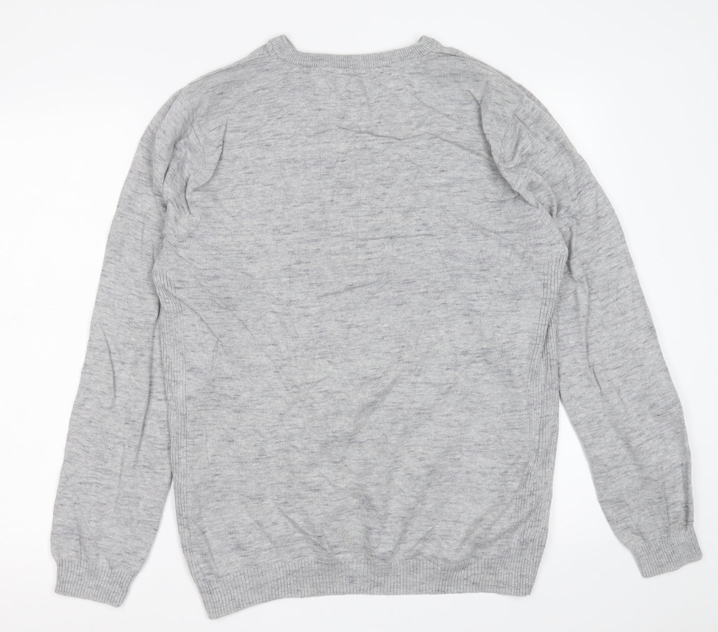 River Island Mens Grey Crew Neck  Cotton Pullover Jumper Size L