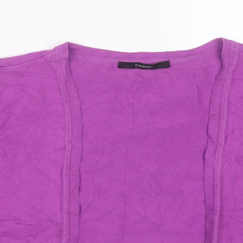 George Womens Purple V-Neck  Cotton Cardigan Jumper Size 14