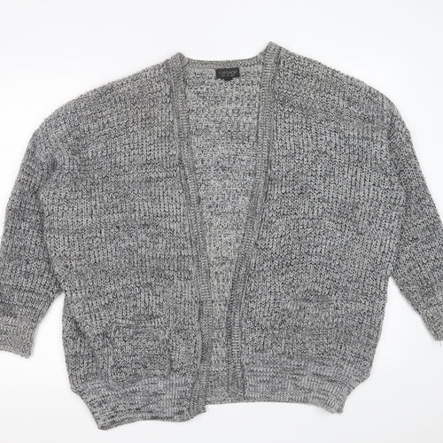 Topshop Womens Grey V-Neck  Acrylic Cardigan Jumper Size 10