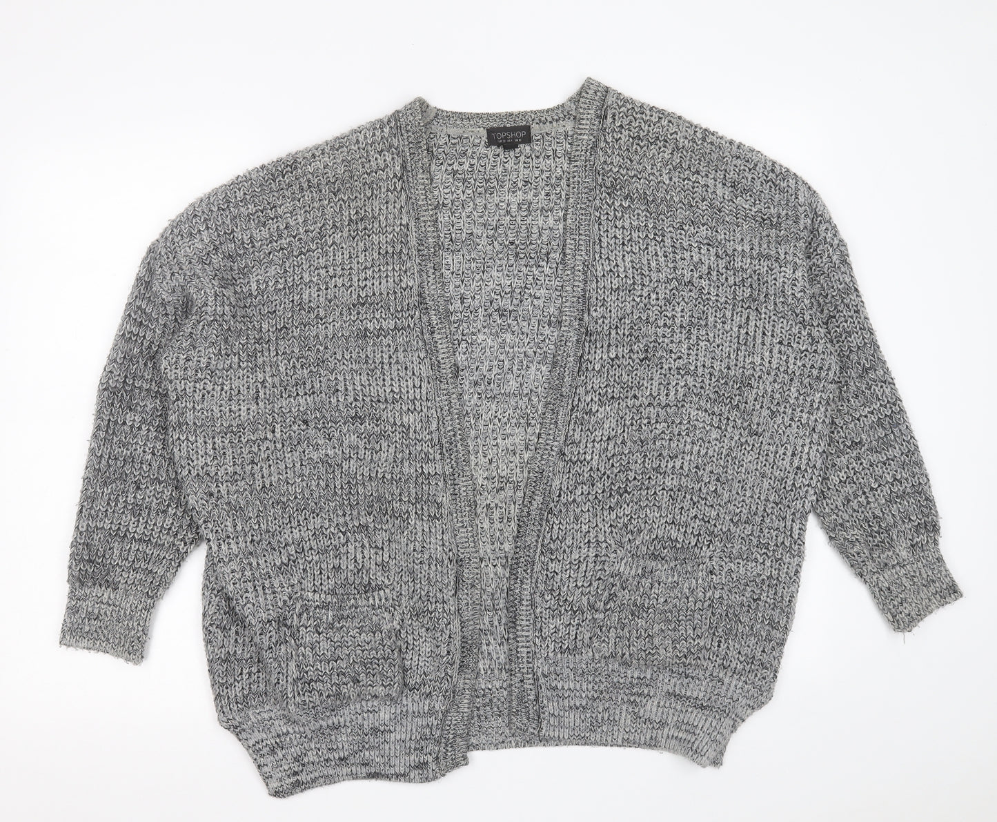 Topshop Womens Grey V-Neck  Acrylic Cardigan Jumper Size 10