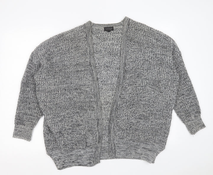 Topshop Womens Grey V-Neck  Acrylic Cardigan Jumper Size 10