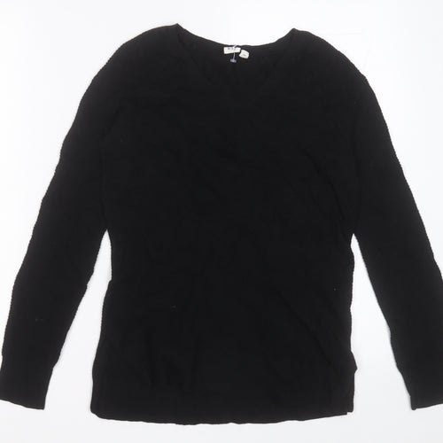 Gap Womens Black V-Neck  Cotton Pullover Jumper Size 2XS