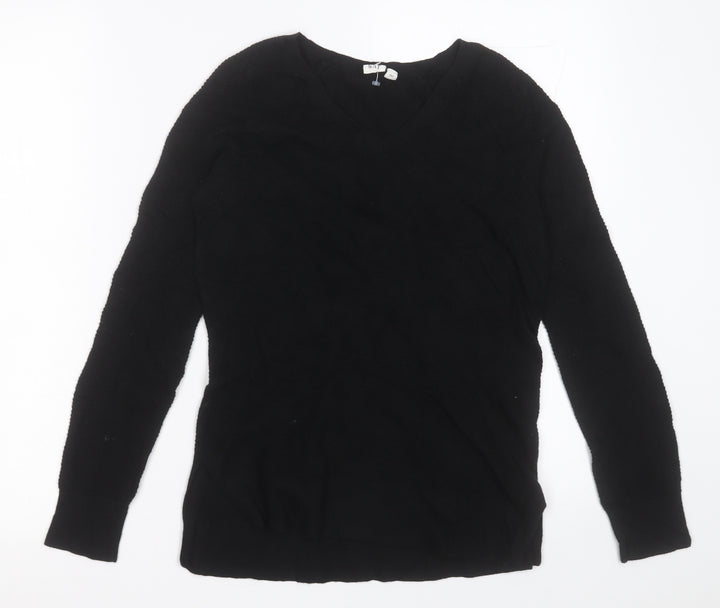 Gap Womens Black V-Neck Cotton Pullover Jumper Size 2XS