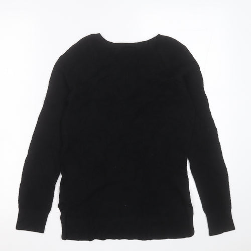 Gap Womens Black V-Neck  Cotton Pullover Jumper Size 2XS