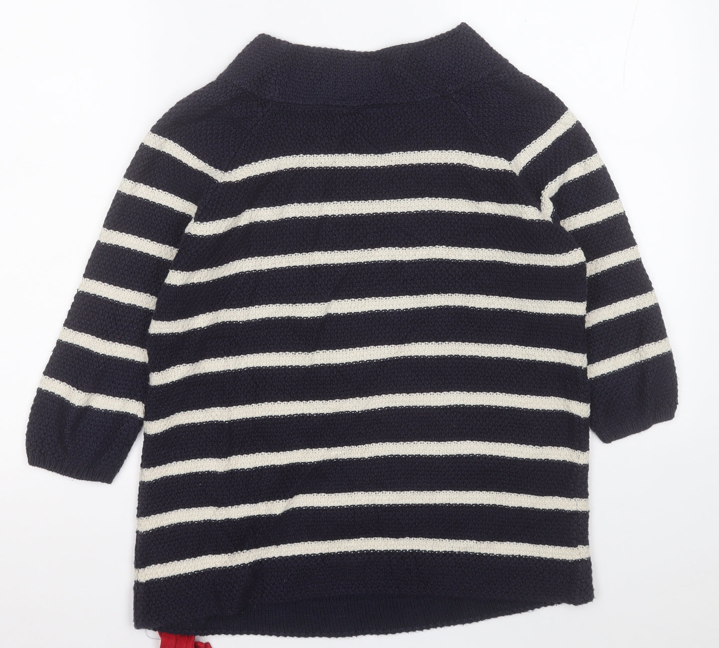 Per Una Womens Blue Crew Neck Striped Cotton Pullover Jumper Size 8