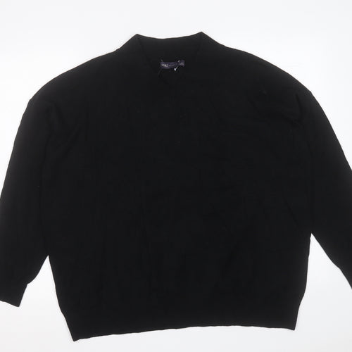 Marks and Spencer Womens Black V-Neck  Viscose Pullover Jumper Size L
