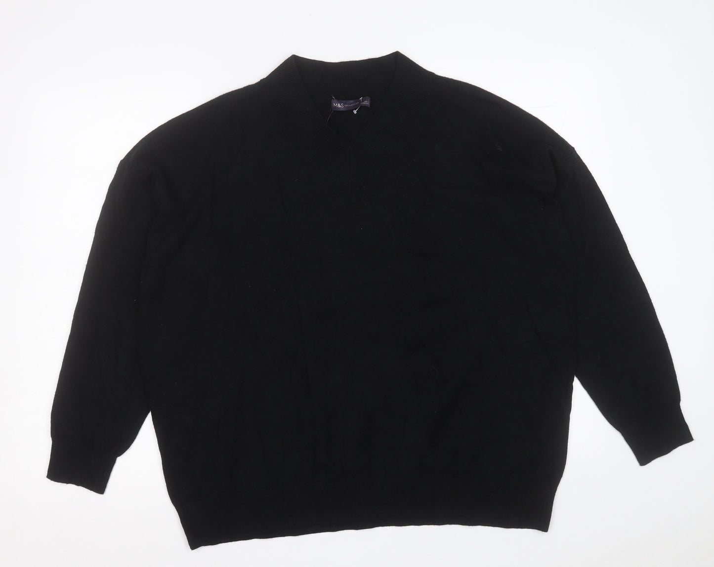 Marks and Spencer Womens Black V-Neck  Viscose Pullover Jumper Size L