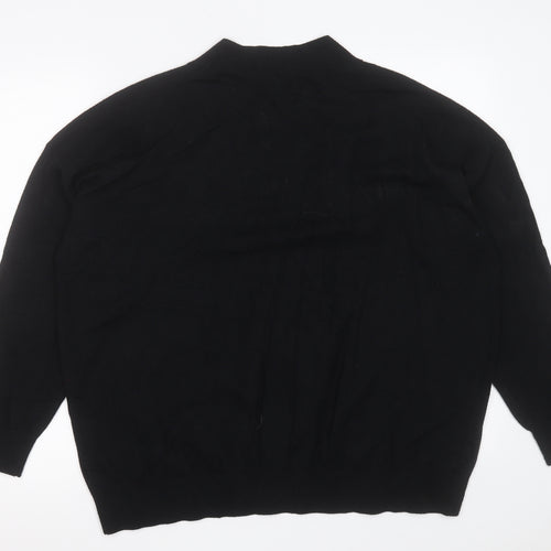 Marks and Spencer Womens Black V-Neck  Viscose Pullover Jumper Size L