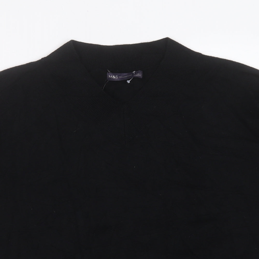 Marks and Spencer Womens Black V-Neck  Viscose Pullover Jumper Size L