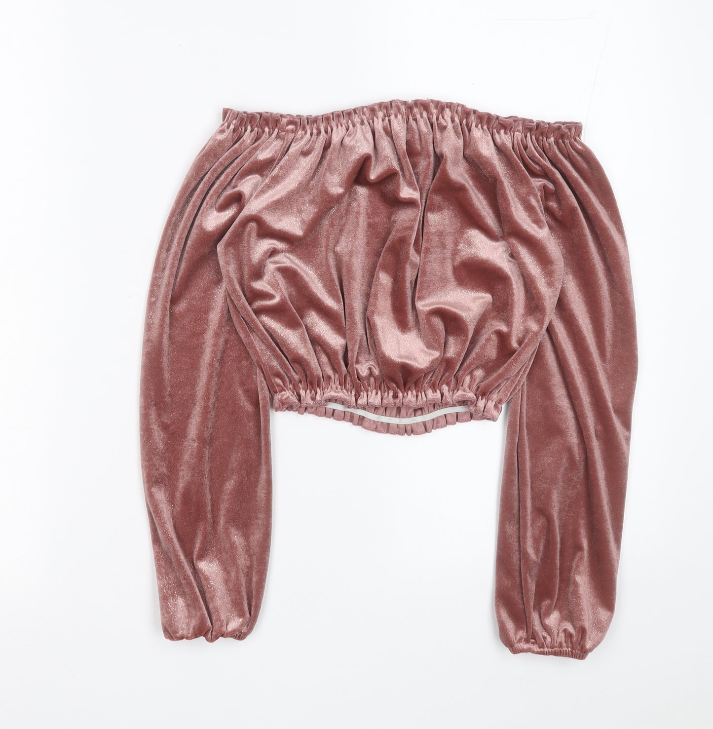 NEXT Womens Pink  Polyester Cropped Blouse Size 10 Off the Shoulder