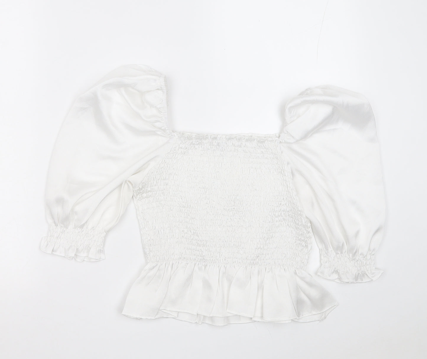 Vera & Lucy  Womens White  Polyester Cropped Blouse Size M Square Neck