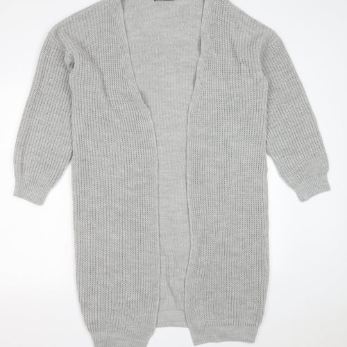 GIRL IN MIND Womens Grey V-Neck  Acrylic Cardigan Jumper Size 8