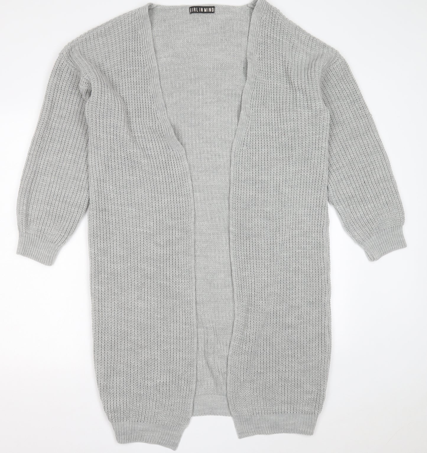 GIRL IN MIND Womens Grey V-Neck  Acrylic Cardigan Jumper Size 8